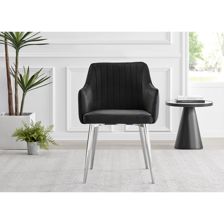 Black velvet chair with deals silver legs